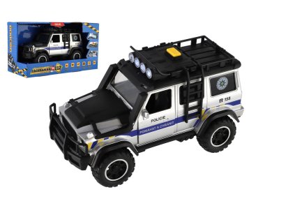 Auto záchranáři policie terénní plast 23x14cm na setrvačník na baterie se světlem se zvukem v krabic