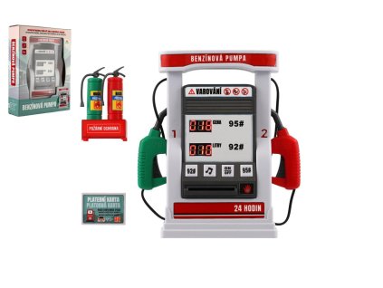 Benzínová pumpa plast na baterie se zvukem, světlem v krabici 17x23x6cm