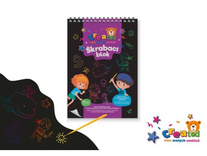 Škrabací/Vyškrabovací notes barevný created 10 listů 14x20cm v sáčku