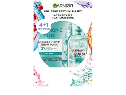 Garnier Sada textilních pleťových masek Party Mix 4+1 ks