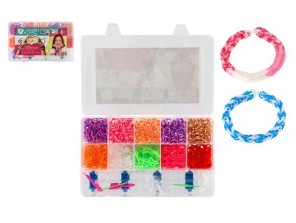 Kreativní sada Udělej si svůj náramek - pletací stav a gumičky 2400ks v pl. krabici 28x17x6cm