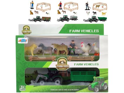 Farma herní set traktor s přívěsem s farmářem a zvířátky 4 druhy