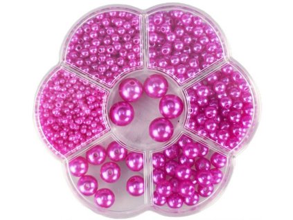 Korálky navlékací metalické fialové set 1150ks 3-12mm v plastovém boxu