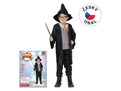 KARNEVAL Šaty kouzelník vel. M 120-130cm, 5-9let *KOSTÝM*