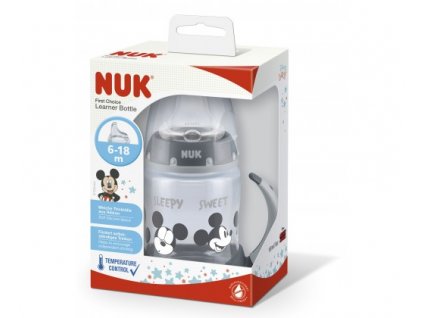 NUK učící láhev s kontrolou teploty Mickey 150 ml