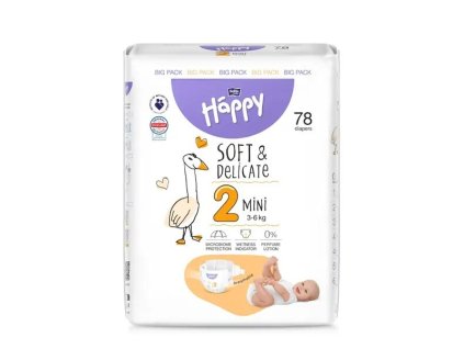 Bella Happy Soft&Delicate Mini 2 dětské pleny 3-6 kg 78 ks