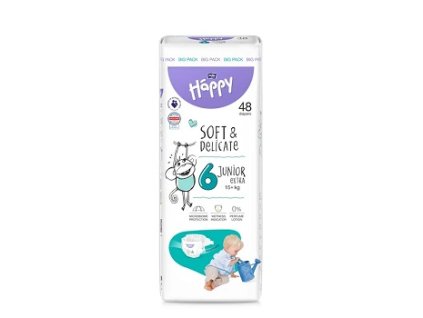 Bella Happy Soft&Delicate Junior Extra 6 dětské pleny 15+ kg, 48 ks