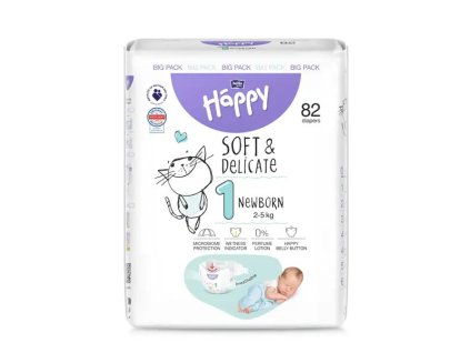 Bella Happy Soft&Delicate Newborn 1 dětské pleny 2-5 kg 82 ks