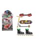 Sada skateboard, waveboard, brusle, koloběžka prstová plast mix druhů na kartě 16x30cm