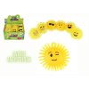 Míček chlupatý smajlík antistres. mačkací silikon 8cm na bat. se světlem mix druhů v sáčku 12ks box