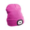 Čepice s čelovkou 180lm, nabíjecí, USB, univerzální velikost, bavlna/PE, růžová SIXTOL