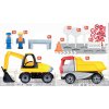 LENA Baby Truckies Stavba set 2 autíčka s figurkami a dopravním značením