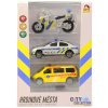 Záchranné složky set 2 auta s motocyklem CZ design na baterie Světlo Zvuk kov