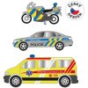 Záchranné složky set 2 auta s motocyklem CZ design na baterie Světlo Zvuk kov