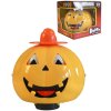Dýně žlutá dekorace Halloween 13cm na baterie Světlo Zvuk plast