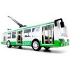 Trolejbus kovový s efekty 16cm na baterie zpětný chod Světlo Zvuk