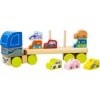 CUBIKA DŘEVO Baby autíčko Kamion s auty navlékací stavebnice set 12 dílků