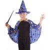 KARNEVAL Plášť kouzelnický modrý + klobouk vel.S (104-128cm) 3-8 let *KOSTÝM*