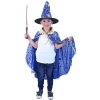 KARNEVAL Plášť kouzelnický modrý + klobouk vel.S (104-128cm) 3-8 let *KOSTÝM*