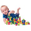 WOODY DŘEVO Baby kostky barevné set 50ks stavebnice vkládačka v kyblíku
