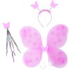 KARNEVAL Motýlí křídla s čelenkou a hůlkou růžová I. *KARNEVALOVÝ DOPLNĚK*
