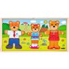 WOODY DŘEVO Šatní skříň Medvědí rodinka vkládací puzzle 54 dílků v boxu