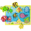 DŘEVO Vkládačka baby 3D puzzle vkládací na desce podmořský svět 8 dílků