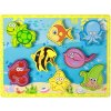 DŘEVO Vkládačka baby 3D puzzle vkládací na desce podmořský svět 8 dílků
