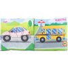 Knížka baby textilní šustící puzzle dopravní prostředky 2v1 pro miminko