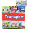 Knížka baby textilní šustící puzzle dopravní prostředky 2v1 pro miminko