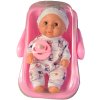 Panenka miminko v oblečku set s nosítkem a dudlíkem plast 3 druhy