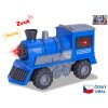 Lokomotiva modrá vláček na setrvačník na baterie Světlo Zvuk