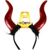 KARNEVAL Čertí rohy s peřím maxi čelenka *KARNEVALOVÝ DOPLNĚK*