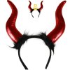 KARNEVAL Čertí rohy s peřím maxi čelenka *KARNEVALOVÝ DOPLNĚK*