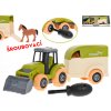 Traktor s přívěsem montážní šroubovací set s nástrojem a koníkem volný chod