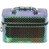 Kufřík dětský kosmetický vel. S se zrcátkem na zip zelenomodrý třpytivý