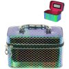 Kufřík dětský kosmetický vel. S se zrcátkem na zip zelenomodrý třpytivý