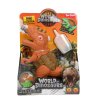 Dinosaurus pistole plast 13x16cm vypouštějící páru na baterie se světlem, zvukem 2 barvy v krabičce