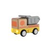Auto nákladní dřevo 11cm na setrvačník na baterie se světlem, zvukem 12ks v boxu 18m+