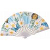 Vějíř dětský s potiskem květiny a motýli plast/textil 6 druhů