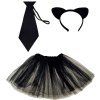 KARNEVAL Šaty sukně kočka set s čelenkou a kravatou *KOSTÝM*