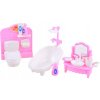 Nábytek růžovobílý doplněk do domečku pro panenky set 15ks plast