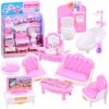 Nábytek růžovobílý doplněk do domečku pro panenky set 15ks plast