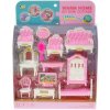 Nábytek růžovobílý doplněk do domečku pro panenky set 12ks plast