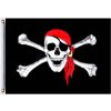 Vlajka pirátská černý prapor 150x90cm lebka a zkřížené hnáty