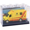 Auto sanitka kovová žlutá ambulance zpětný chod v plastovém boxu
