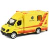 Auto sanitka kovová žlutá ambulance zpětný chod v plastovém boxu