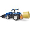 BRUDER 02187 Traktor New Holland T5 + plošina, balík, čelní nakladač