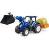 BRUDER 02187 Traktor New Holland T5 + plošina, balík, čelní nakladač