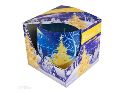 és egy gyertyás üveggel bevont karácsonyfa